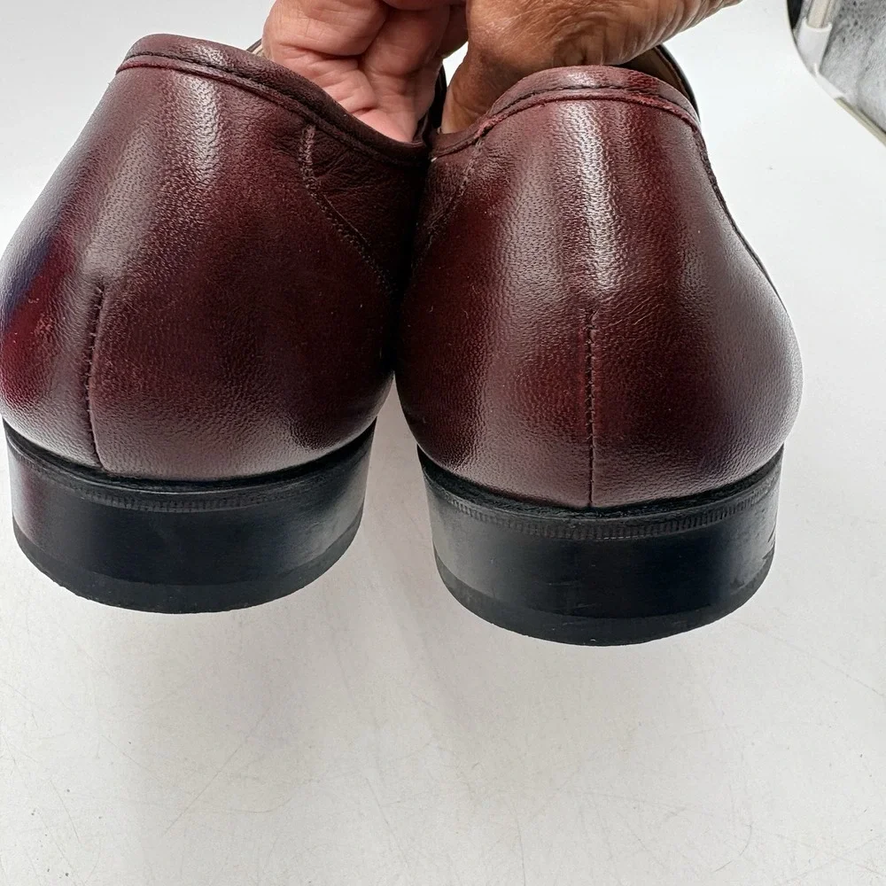 VTG Florsheim Imperial Loafers 11 D Burgundy Leather USA Dress Shoes Horsebit